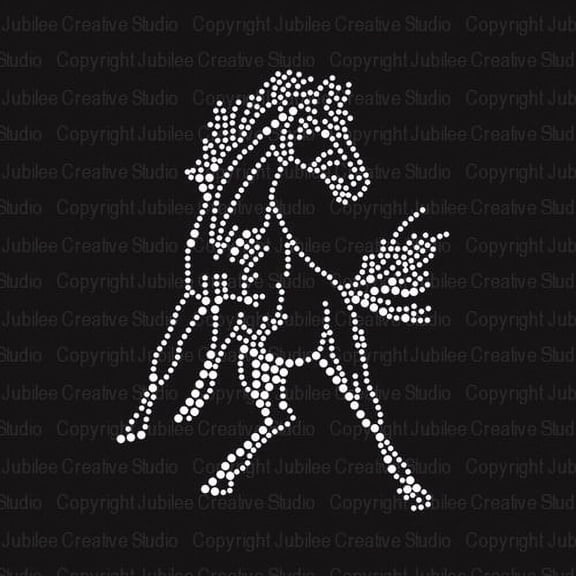 Mustang Bronco Horse Mascot Iron-on Clear Rhinestone Transfer by JCS Rhinestones