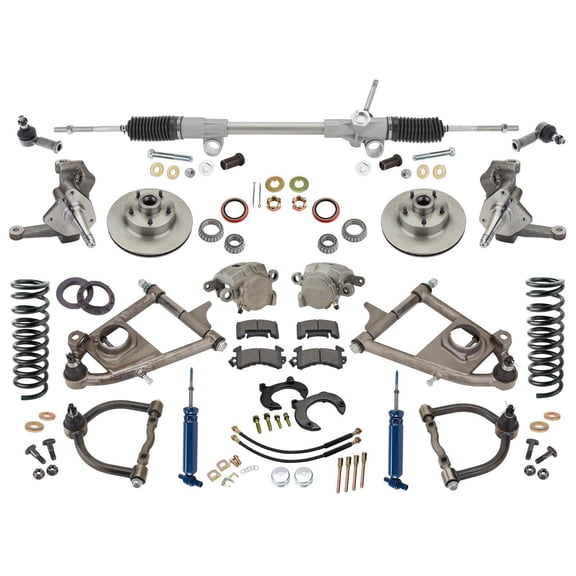 Mustang II IFS Hub-to-Hub Independent Front End Suspension Kit, 2 Inch Drop Spindles, Tubular Control Arms, 700 Rated Coilovers, Manual Rack, 5 x 4-1/2" Bolt Pattern