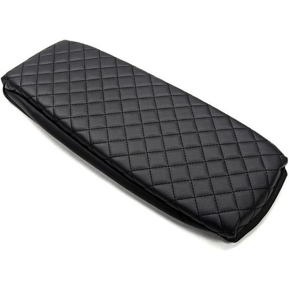 Mustang Mach-E PU Leather Padded Diamond Pattern Center Console Cushion Armrest Cover, Black