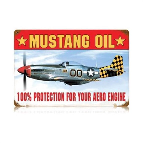 Mustang Oil Aviation Vintage Metal Sign