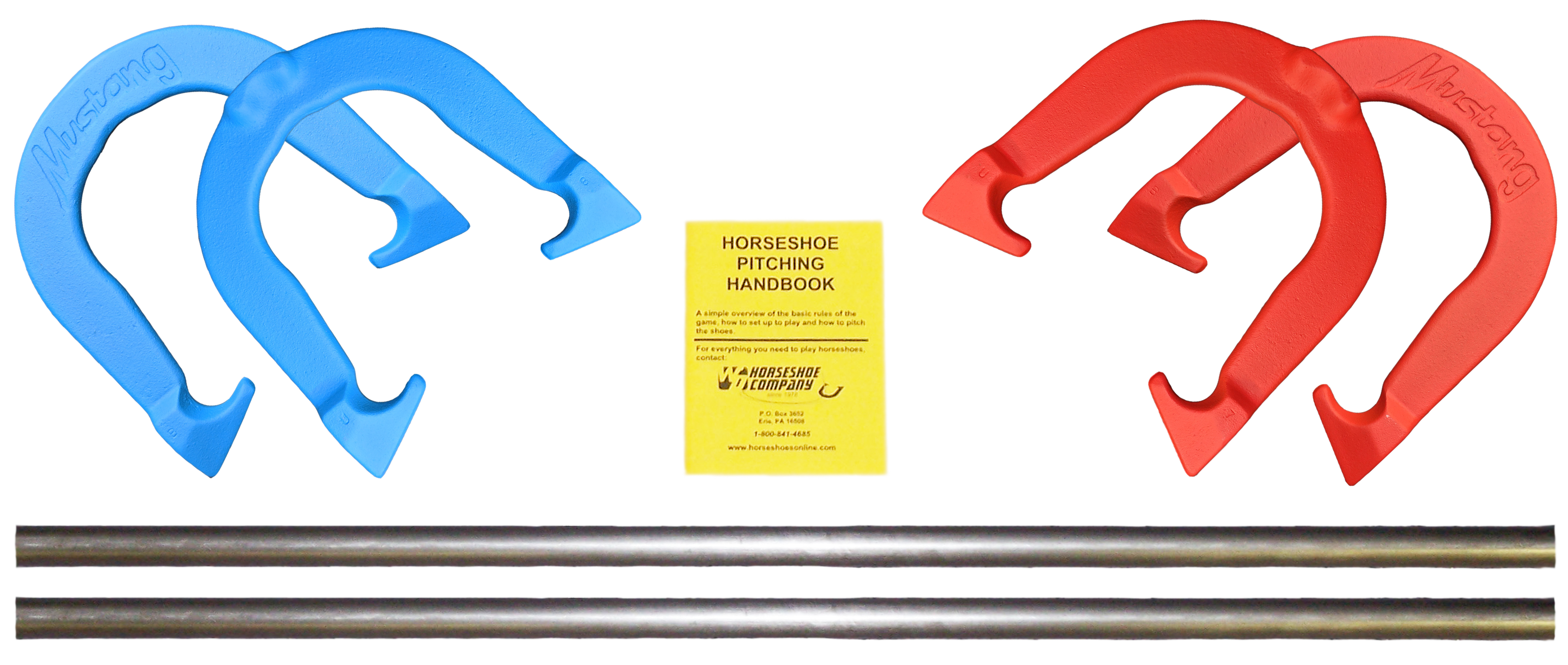 Mustang Professional Pitching Horseshoes Game Set, 4 Horseshoes (Red