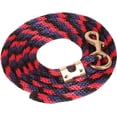 thumbnail image 1 of Mustang "Stay Soft" 9 foot Lead Ropes w/ Brass Snap - All Poly Rope (Navy/Red/Black), 1 of 4