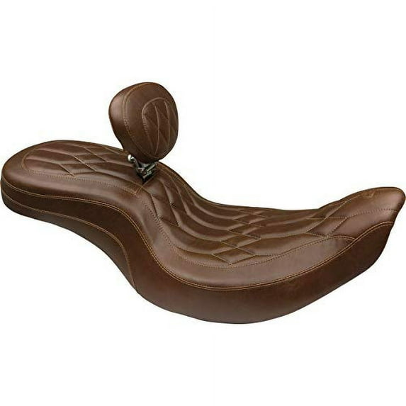 Mustang Tripper Wide 1-Piece Seat with Driver Backrest (Brown/Diamond Stitc