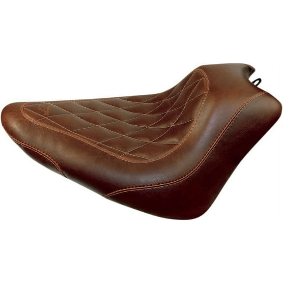 Mustang Wide Tripper Solo Driver Brown Diamond Stitch Motorcycle Seat (76766)