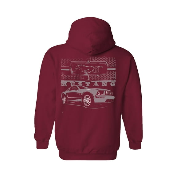Mustang With Grill-Ford Hoodie Hooded Sweatshirt-Cardinal-xl