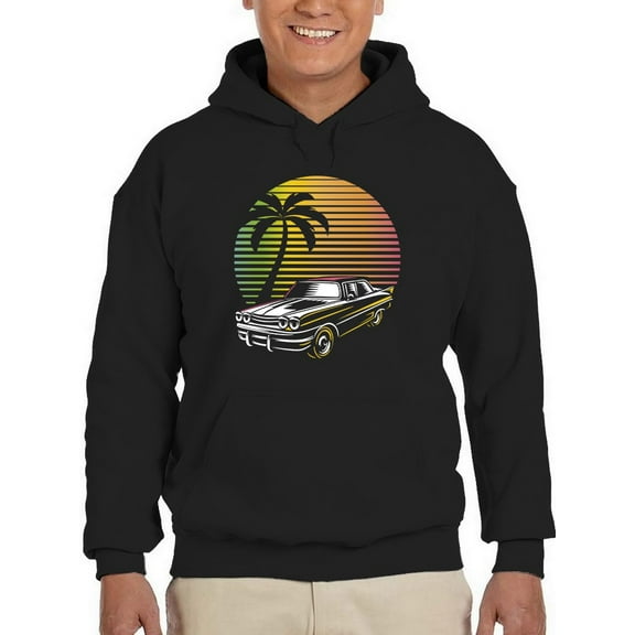 Mustang With Palm Tree Hoodie Men -GoatDeals Designs, Male 3X-Large