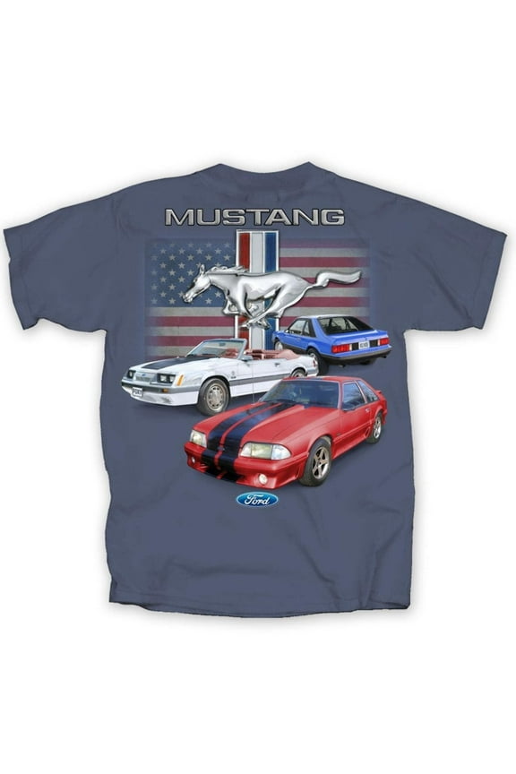 Mustangs Fox Body/ Flag Ford Mens T shirts(Joe Blow t's) Licensed