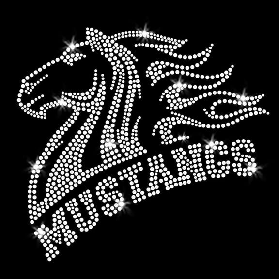 Mustangs Mascot Iron-on Clear Rhinestone Transfer by JCS Rhinestones