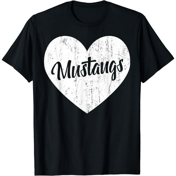 Mustangs School Sports Fan Team Spirit Mascot Heart Gift T-Shirt