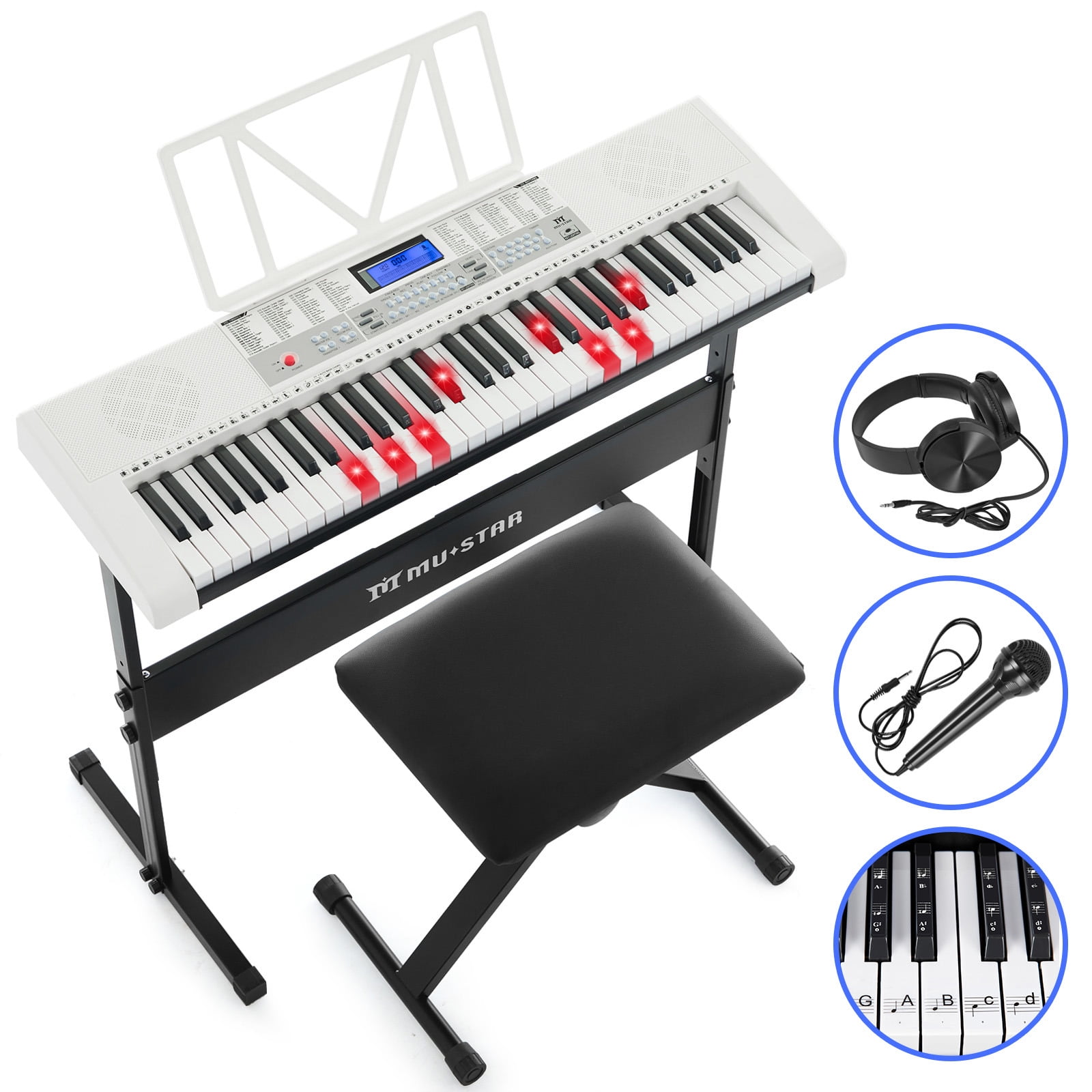 Mustar 61 Key Electric Lighted Keyboard Piano with 255 Tones