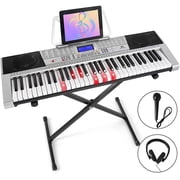 Mustar 61 Lighted Keys Electric Portable Keyboard Piano with Stand, Headphones, Microphone