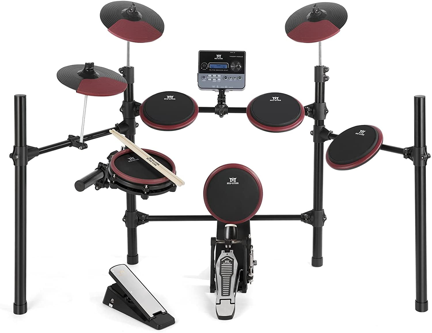 Mustar 8 Piece Electric Drum Set with 225 Sounds, Drum Throne, Drum