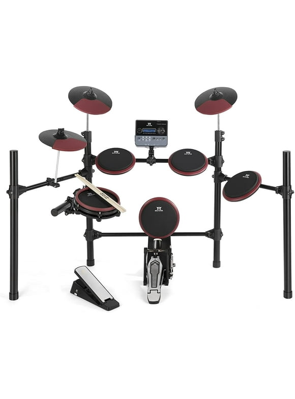 Mustar 8 Piece Electric Drum Set with 225 Sounds, Drum Throne, Drum Sticks & Audio Cables