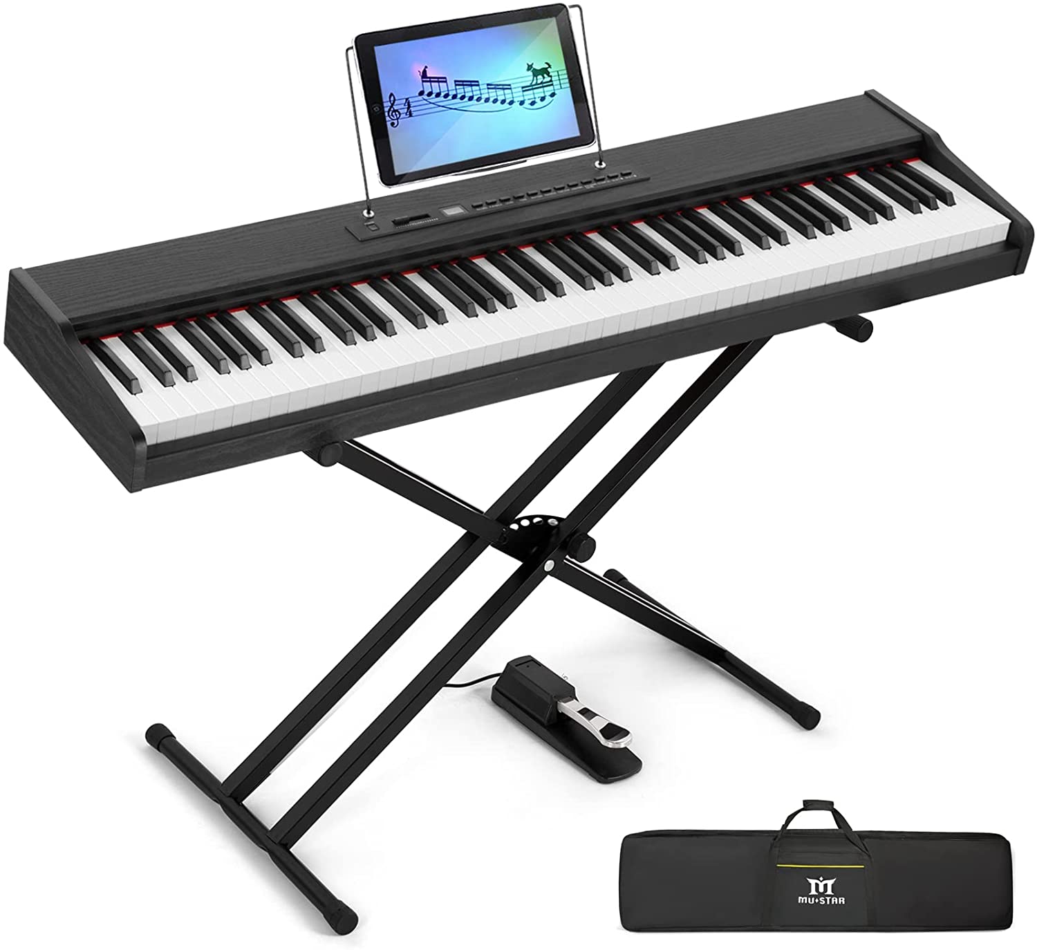 88-Key　Stand,　Keyboard　Weighted　Piano　Mustar　Digital　with　(Black)　Electronic　Bag　Semi　Pedal,