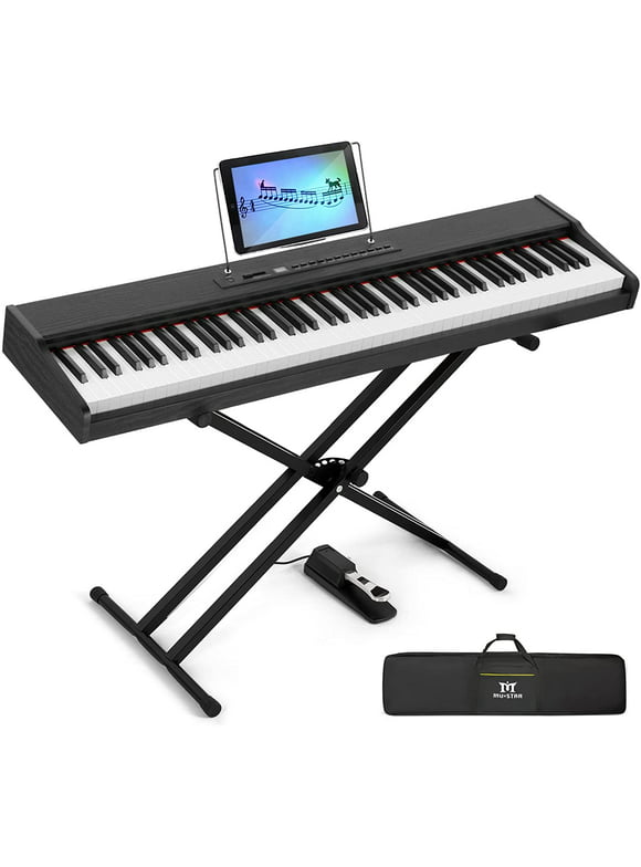 Mustar 88-Key Electronic Piano Semi Weighted Digital Keyboard with Stand, Pedal, Bag (Black)