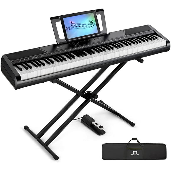 Mustar 88-Key Electronic Piano Semi Weighted Digital Keyboard with Stand, Pedal, Bag and Cloth (Black)