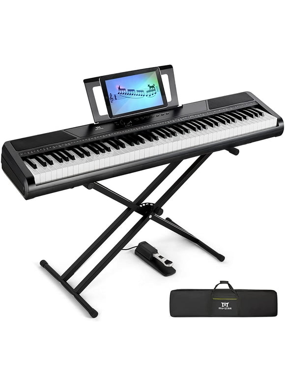 Mustar 88-Key Electronic Piano Semi Weighted Digital Keyboard with Stand, Pedal, Bag and Cloth (Black)