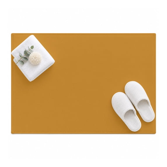 Mustard Area Rug 2'x3', Golden Yellow Color Solid Background Autumnal ...