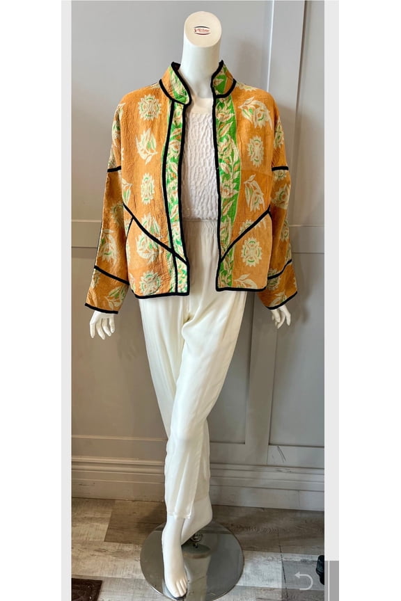 Mustard Color Kantha Work Jacket