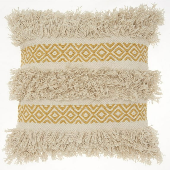 Mustard Diamond Patterned Throw Pillow
