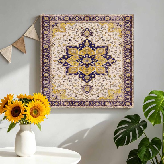 Mustard Flower Canvas Wall Art for Living Room, Royal Sand Field Scrolls Grandmillennial Eclectic Poster Print Painting for Nightstand Bathroom Collage Decoration Wall Pictures Prepare To Hang 8"x8"