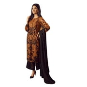 Mustard Georgette Black Sequin party ready to wear Muslim Pakistani Salwar Kameez stock