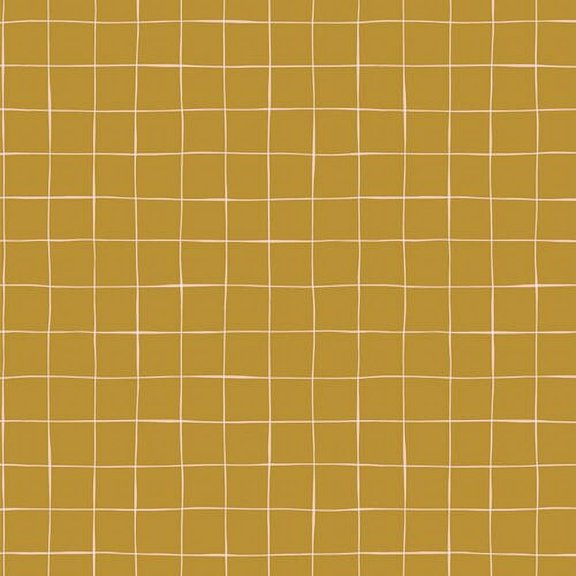 Mustard Grid modern frabric, Art Gallery Gathered Aerial Clay cotton, Sold by the Quarter Yard