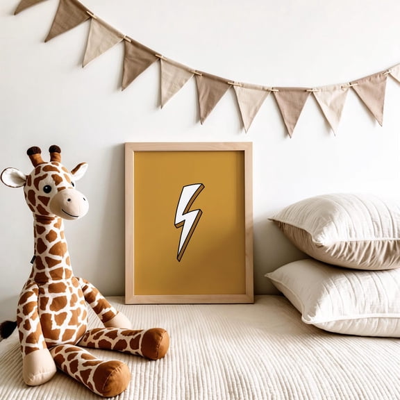 Mustard Lightning Bolt Nursery Print Unframed Paper Print