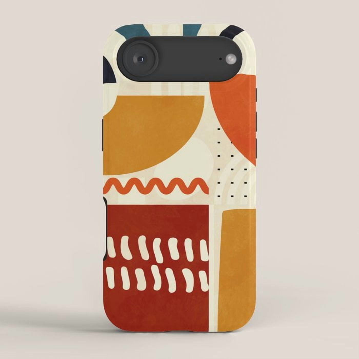 Mustard, Orange, Red and Cream Geometric Arches and Waves Tough Phone ...