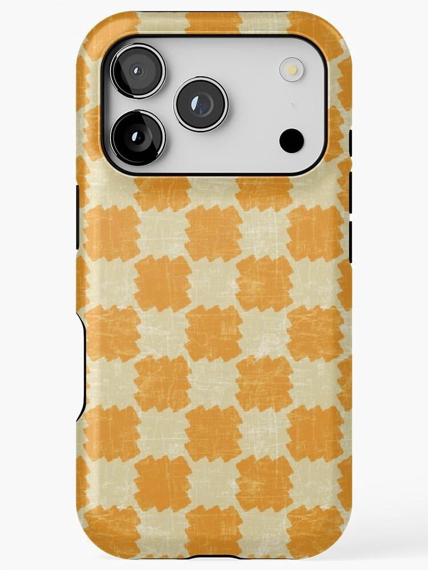 Mustard Orange and Cream Geometric Tile Tough Phone Case, Polycarbonate ...