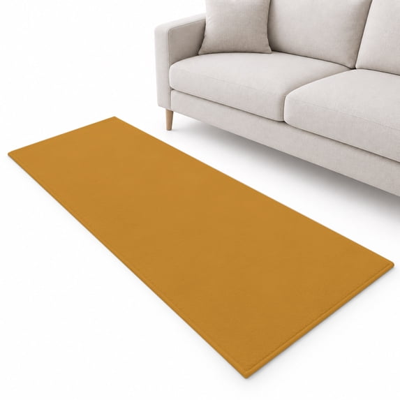 Mustard Runner Rug 2.6'x10', Golden Yellow Color Solid Background ...