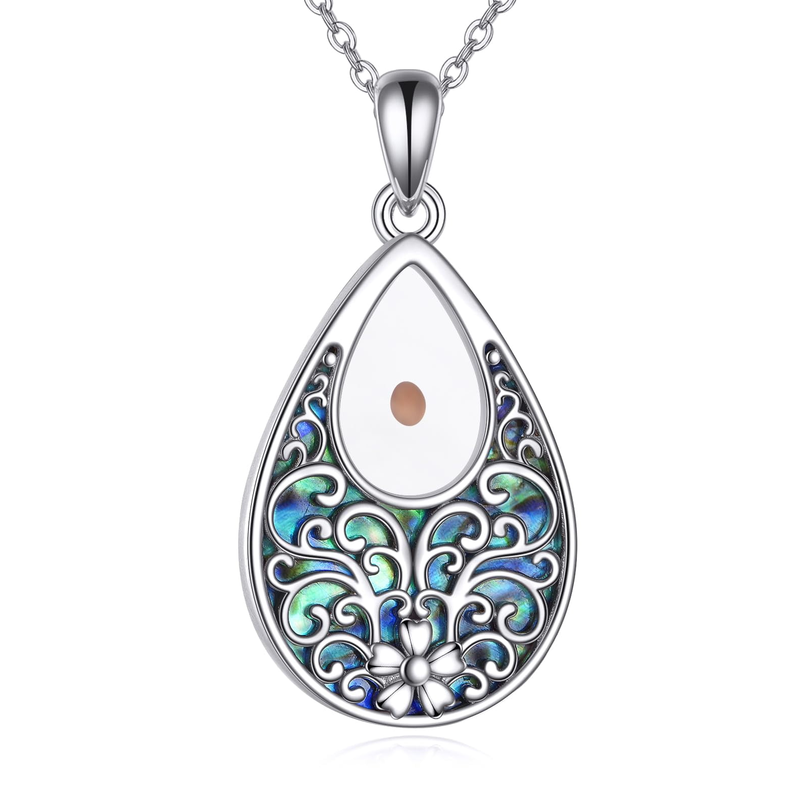 Mustard Seed Necklace 925 Sterling Silver Abalone Faith Flower Mustard ...