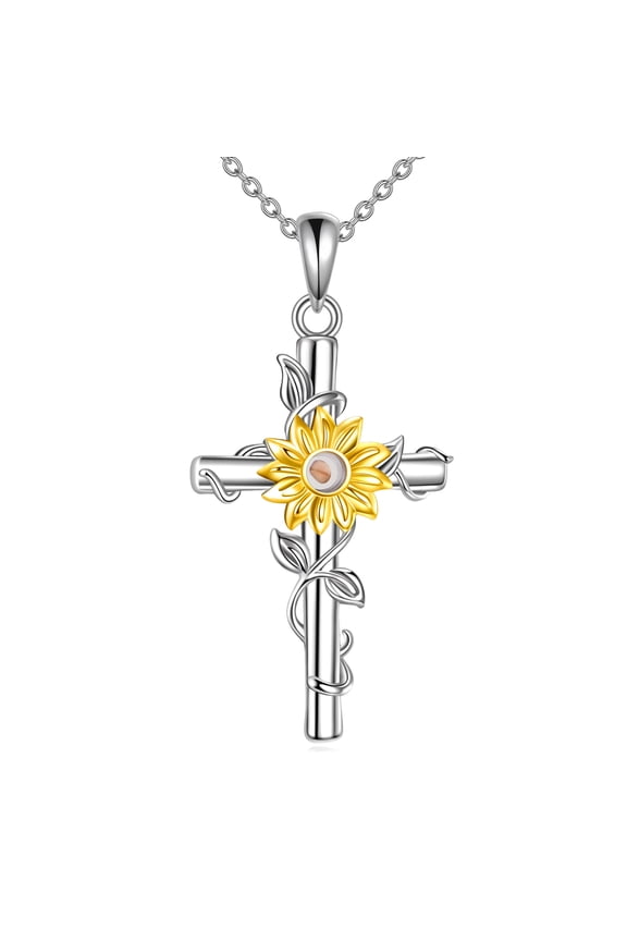Mustard Seed Necklace Sterling Silver Sunflower Cross Necklace Cross Faith Pendant Christian Jewelry Birthday Christmas Necklace 2025 Gifts for Women