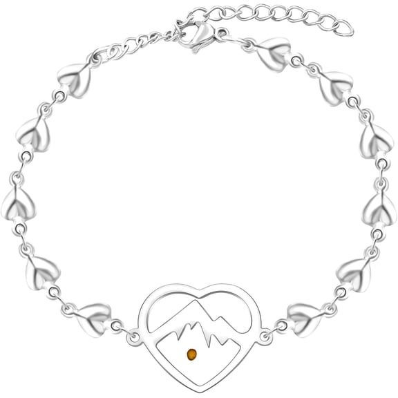 Mustard Seed Stainless Steel Heart Charm Link Bracelet for Women, Religious Bracelets Christian Blessing Encouragement Jewelry for Christmas