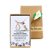 ULOVEIDO Mustard Seed Teardrop Charms Necklace Christian Inspirational Faith Pendant with Gift Box Y1030 (Rose Gold, Drop)