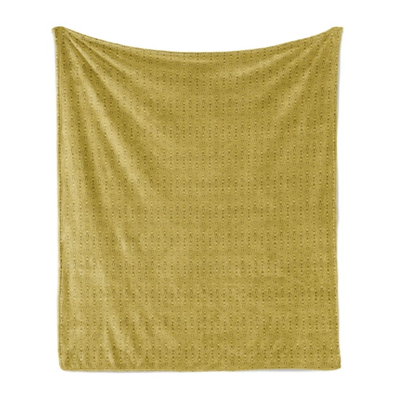 Mustard Soft Flannel Fleece Throw Blanket, Geometrical Ornamental Abstract Polka Dots Circles Retro Composition, Cozy Plush for Indoor and Outdoor Use, 60" x 80", Pale Earth Yellow Fawn, by Ambesonne