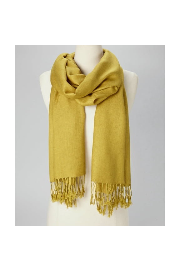 Mustard Solid Scarfs for Women Fashion Warm Neck Womens Winter Scarves Pashmina Silk Scarf Wrap with Fringes for Ladies by Oussum