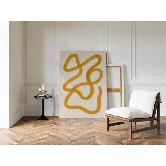 Mustard Yellow Abstract Wall Art Print, Modern Neutral Decor Unframed Paper Print