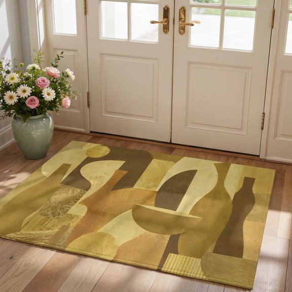 Mustard Yellow Area Rug 2'x3', Non-Slip Washable Rectangle Door Mat Indoor Carpet for Living Room Bedroom Kitchen Carpet for Living Room Bedroom Kitchen