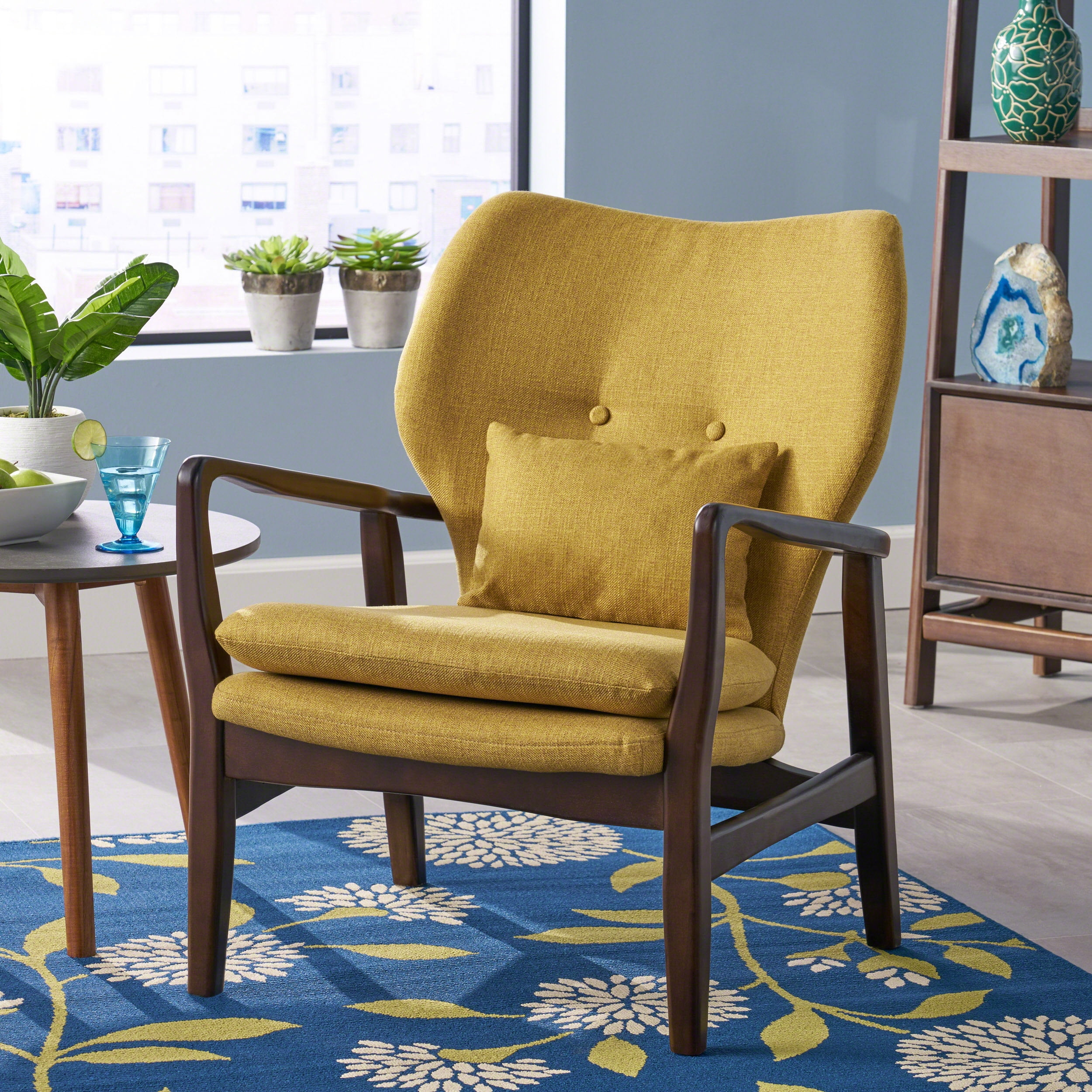 Mustard Yellow Arm Chair, MidCentury Modern Accent Chair for Living