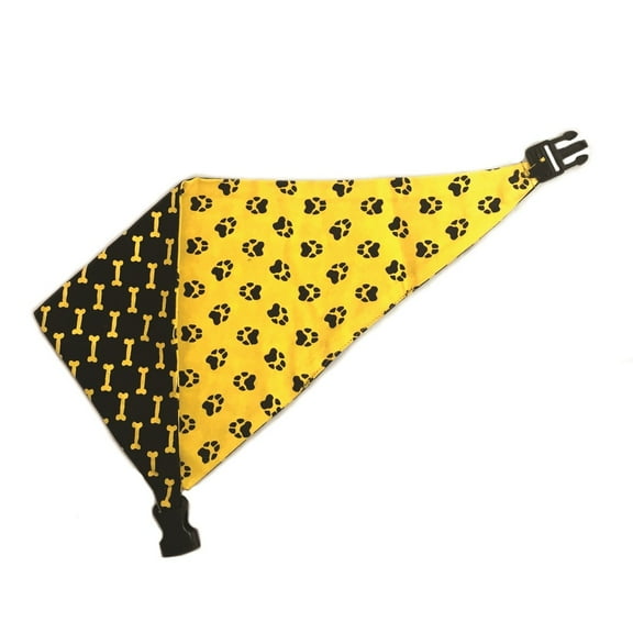 Mustard Yellow  Black Reversible Dog Bandana by Uptown Pups
