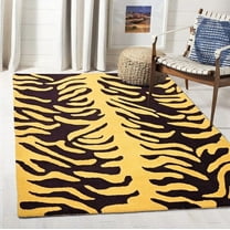Mustard Yellow & Black Zebra Pattern Premium Wool Area Rug – Handmade Animal Print Carpet for Contemporary Living Room, Bedroom and Home Decor (2'6" x 8' Runner)