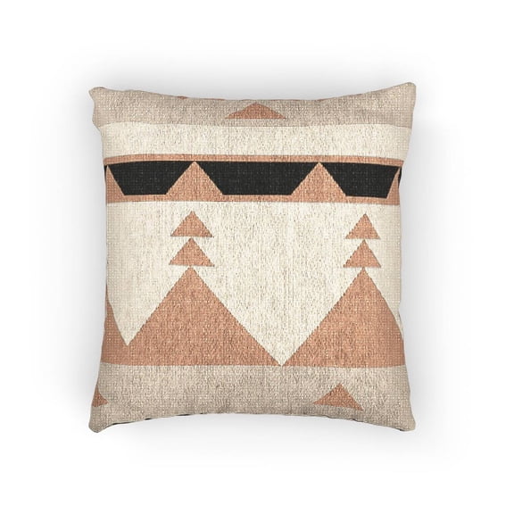 Mustard Yellow, Black and Cream Geometric Pine Tree Decorative Woven Pillow, Rustic Cabin Style