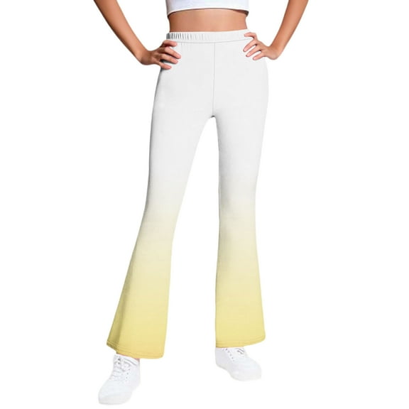 Mustard Yellow Boy Girl Gradient Trousers Pants for Girls Fall Winter Fleece Lined Wool Brunch Warm Fuzzy Flare Bell Bottom Trousers Pants Pantyhose Stockings Girls 2025 9 Years