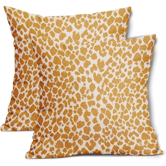 Mustard Yellow Cheetah Throw Pillow Covers 16X16 Inches Set of 2 Leopard Decorative Pillow Cases Animal Wildlife Pillow Cover with Zipper Home Decor For Sofa Couch Housewarming Gift Bed Porch Outdoor