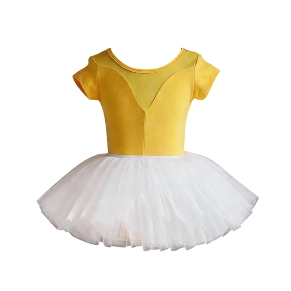 Mustard Yellow for Children Boy Girl Fall Summer Sleeveless Slip Boat Neck Midi Goddess Dance Ballet Costumes Mesh Renaissance Basic Dresses Unitard Kid 2026 Clothes Trendy 8 Years