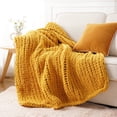 thumbnail image 1 of Mustard Yellow Chunky Knit Throw Blanket,Thick Chenille Blanket For Spring Home Decor,50"X60", 1 of 9