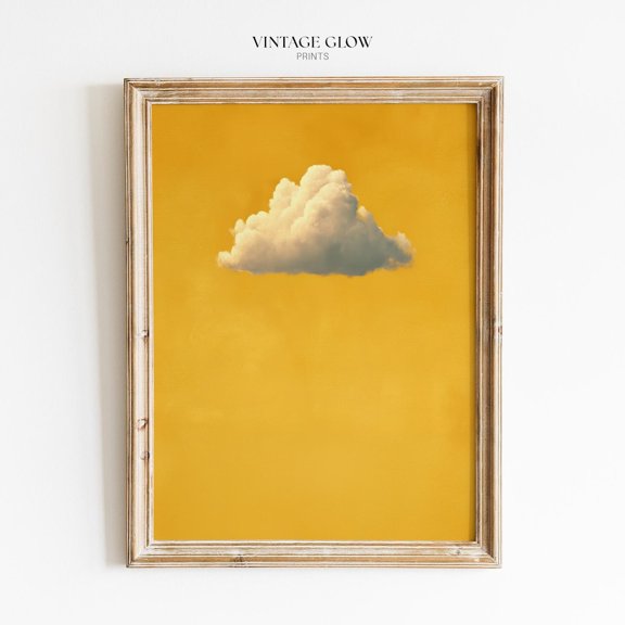 Mustard Yellow Cloud Print Abstract Minimalist Sunshine Spring Wall Decor
