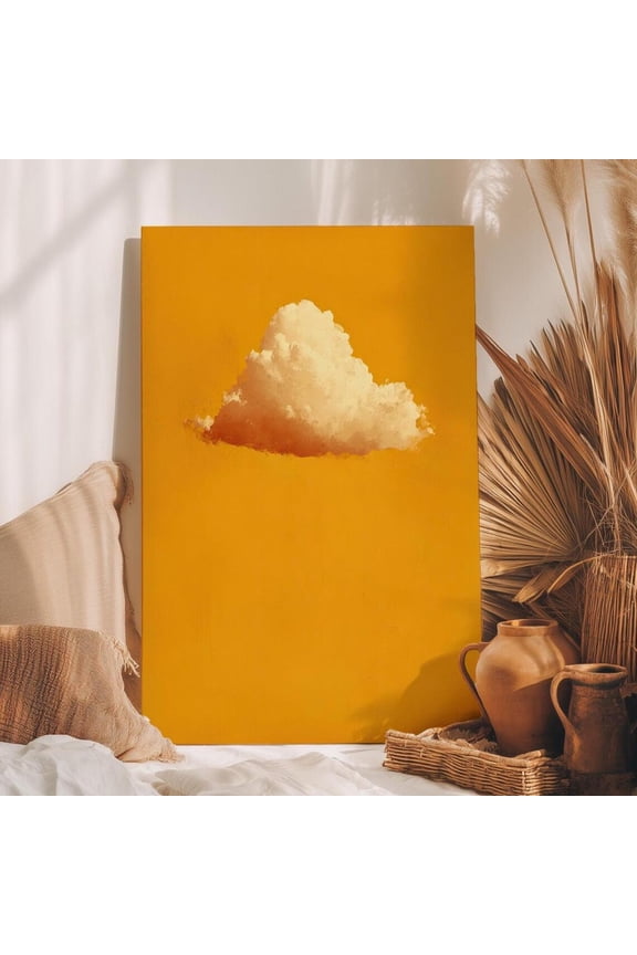Mustard Yellow Cloud Wall Art, Minimalist Sunny Sky Abstract Decor, Unframed Paper Print Size 8x12
