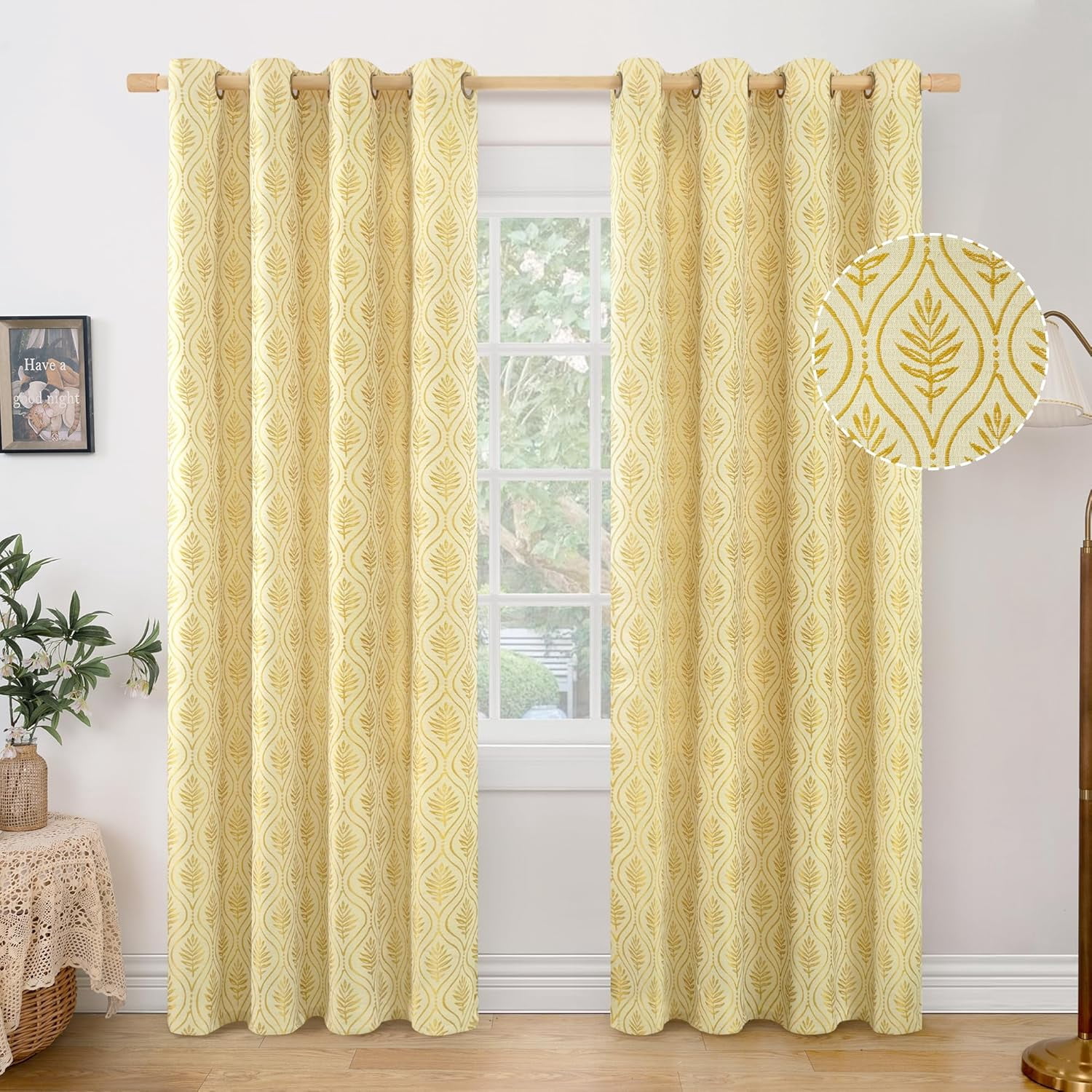 Mustard Yellow Country Blackout Curtains for Living Room Decor, French ...